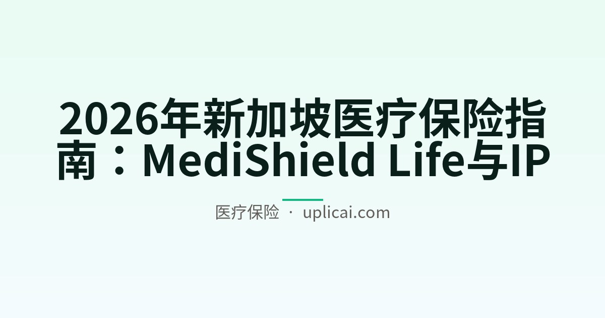 2026年新加坡医疗保险指南：MediShield Life与IP
