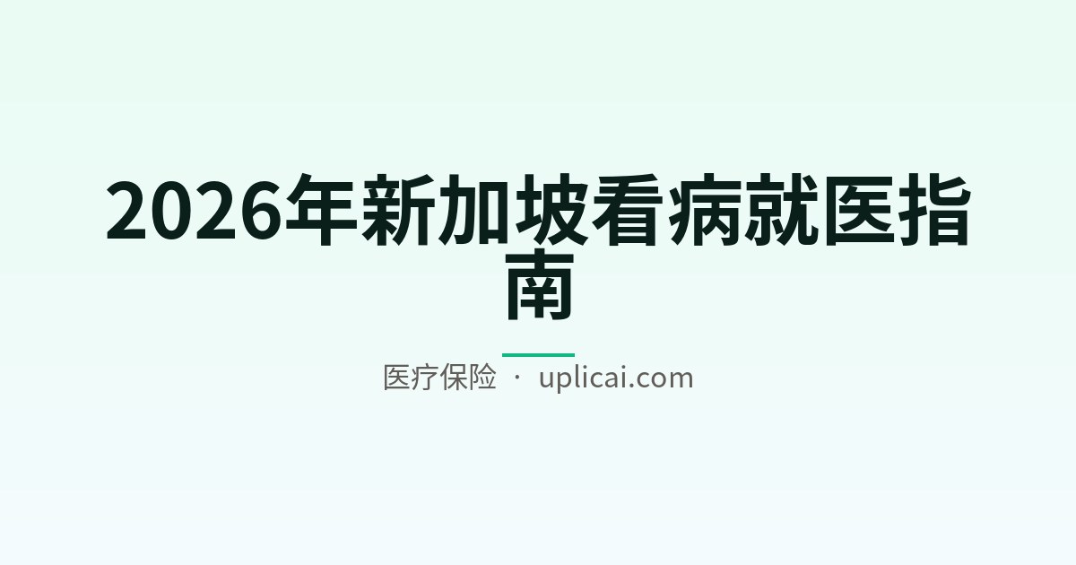 2026年新加坡看病就医指南